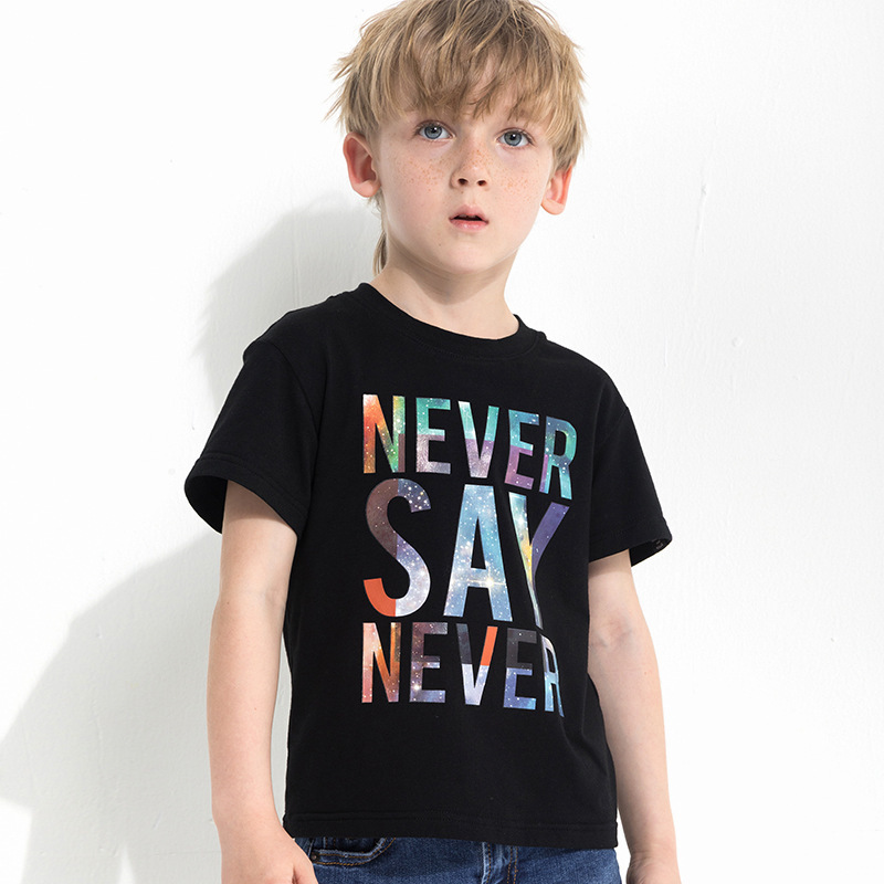 Kids Letter Print T-Shirt — Soft Cotton Casual Short Sleeve