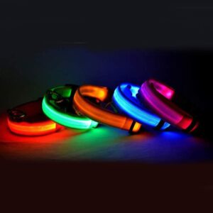 LED Luminous Nylon Pet Collar – Adjustable Glow-in-the-Dark Safety Collar for Dogs & Cats