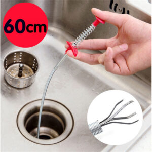 60cm Drain Clog Remover Spring Tool – Flexible Hair Cleaner for Kitchen & Bathroom Sinks