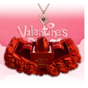 Valentine’s Day Eternal Soap Rose Gift Box with Crystal Pendant Necklace – Jewelry Gift Set for Girlfriend
