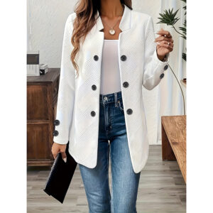 Women's Casual Business Open Front Cardigan Coat Long Sleeve Notch Collar Office Blazer Jacket