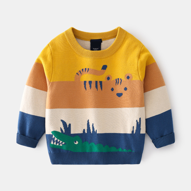 Boys’ Double-Layer Jacquard Sweater — Warm Cartoon Knit Winter Top - Image 4