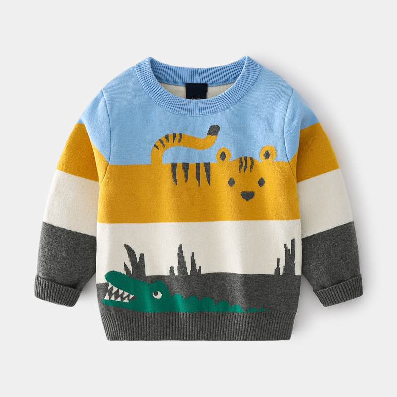 Boys’ Double-Layer Jacquard Sweater — Warm Cartoon Knit Winter Top - Image 3