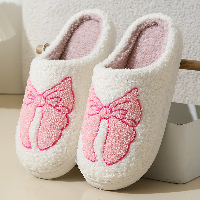 Cute Cartoon Bow Knot Cotton Slippers - Image 2