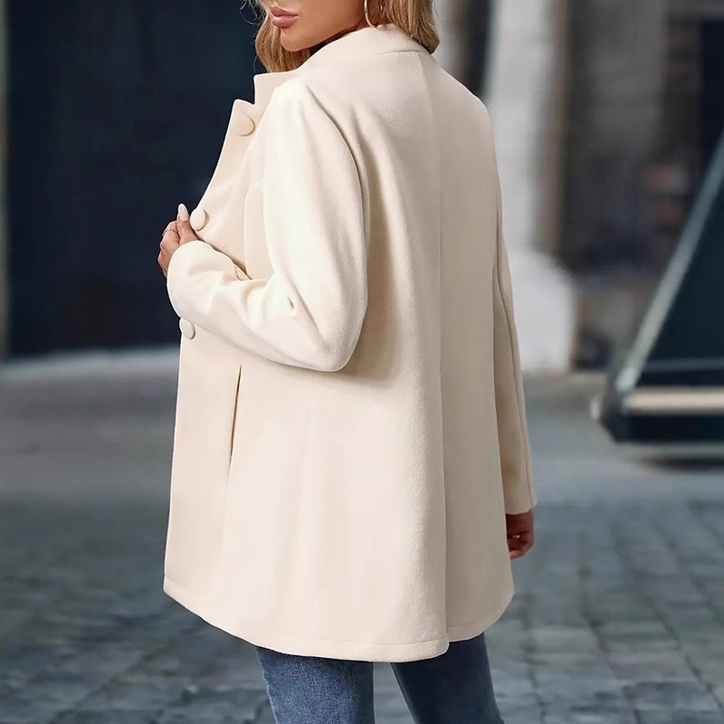 Womens Elegant Single Breasted Coat Long Sleeve Mid Winter Overcoat Work Office Coats - Image 3