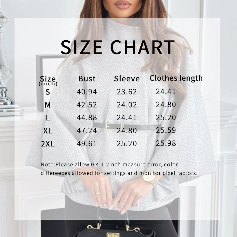 Women's Batwing Sleeve Cape Coat - Trendy Belted Stand Collar Cloak For Casual Outfits - Image 6